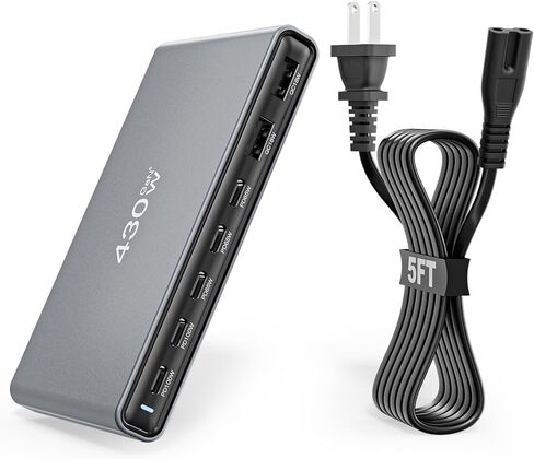 GaN5 430W USB C Charger Block Charging Station,Apple 7 Port Fast Charging Block with Dual 100W USBC Multiport Adapter TypeC & USBA Desktop Charger for iPhone17/16/15/14/13/Pro Max/MacBook Pro/Air/iPad in Saudi Arabia