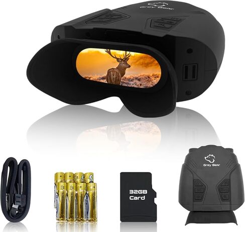 Grey Bear Night Vision Goggles PRO 2, 9X Magnification Infrared Binoculars for Adults, FHD 60FPS Video (REAL*) to Capture Fast Motion, No-Glare IR, 32GB - Hunting, Camping, Hiking, Security (NVB-200F) in Saudi Arabia