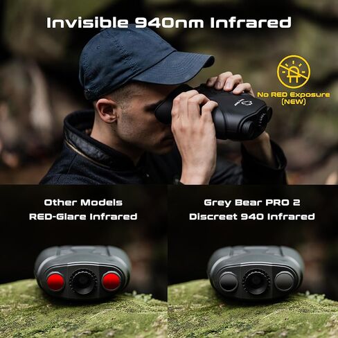 Grey Bear Night Vision Goggles PRO 2, 9X Magnification Infrared Binoculars for Adults, FHD 60FPS Video (REAL*) to Capture Fast Motion, No-Glare IR, 32GB - Hunting, Camping, Hiking, Security (NVB-200F) in Saudi Arabia