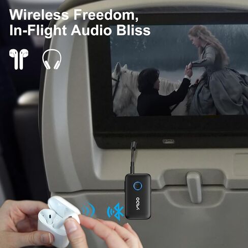محول بلوتوث بالطائرة من YMOO لأجهزة AirPods، وجهاز استقبال إرسال بلوتوث للتلفزيون، مع خاصية aptX التكيفية وزمن الاستجابة المنخفض، ومحول صوت لاسلكي Aux 3.5 مم لسماعتين، وأساسيات السفر بالطائرة in Saudi Arabia