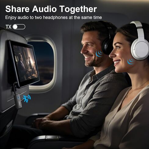 محول بلوتوث بالطائرة من YMOO لأجهزة AirPods، وجهاز استقبال إرسال بلوتوث للتلفزيون، مع خاصية aptX التكيفية وزمن الاستجابة المنخفض، ومحول صوت لاسلكي Aux 3.5 مم لسماعتين، وأساسيات السفر بالطائرة in Saudi Arabia