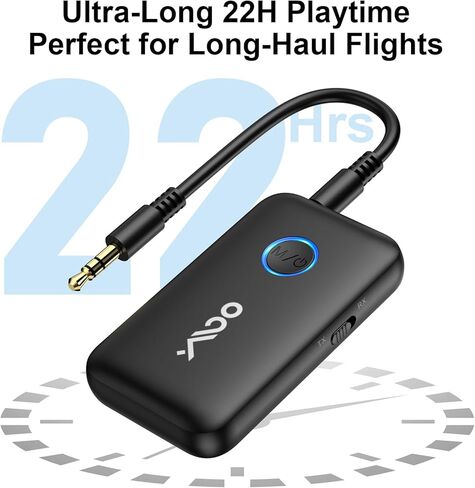 محول بلوتوث بالطائرة من YMOO لأجهزة AirPods، وجهاز استقبال إرسال بلوتوث للتلفزيون، مع خاصية aptX التكيفية وزمن الاستجابة المنخفض، ومحول صوت لاسلكي Aux 3.5 مم لسماعتين، وأساسيات السفر بالطائرة in Saudi Arabia