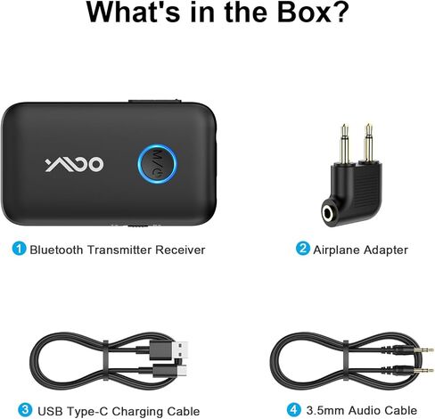 محول بلوتوث بالطائرة من YMOO لأجهزة AirPods، وجهاز استقبال إرسال بلوتوث للتلفزيون، مع خاصية aptX التكيفية وزمن الاستجابة المنخفض، ومحول صوت لاسلكي Aux 3.5 مم لسماعتين، وأساسيات السفر بالطائرة in Saudi Arabia