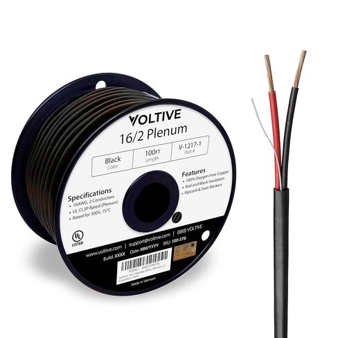 سلك مكبر صوت Voltive 14/2، Plenum CL3P، أبيض، 500 قدم - 14AWG، 2 موصلات، نحاس مجدول خالي من الأكسجين، مدرج في قائمة UL - V-1215-2 in Kuwait