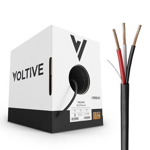 Voltive 14/2 Speaker Wire, Plenum CL3P, White, 500ft - 14AWG, 2 Conductors, Stranded Oxygen-Free Copper, UL Listed - V-1215-2 in Kuwait