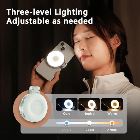 ضوء سيلفي مغناطيسي لهاتف iPhone، ضوء حلقة للهاتف قابل لإعادة الشحن، حلقة سيلفي LED بزاوية 360 درجة مع مرآة لصور السيلفي/التصوير الفوتوغرافي/المكياج/تيك توك/مكالمات تكبير/مؤتمرات الفيديو in Kuwait