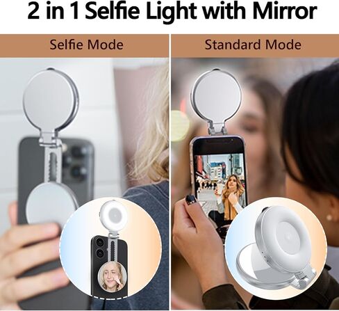 ضوء سيلفي مغناطيسي لهاتف iPhone، ضوء حلقة للهاتف قابل لإعادة الشحن، حلقة سيلفي LED بزاوية 360 درجة مع مرآة لصور السيلفي/التصوير الفوتوغرافي/المكياج/تيك توك/مكالمات تكبير/مؤتمرات الفيديو in Kuwait
