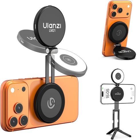 ULANZI LM21 Selfie Light for Phone - Dual Sided Magnetic Ring Light for iPhone/Android with Magsafe, 8000K CRI ≥95 LED Rechargeable Phone Fill Video Light for Photo, TikTok, Makeup, Live Stream, Vlog in Saudi Arabia