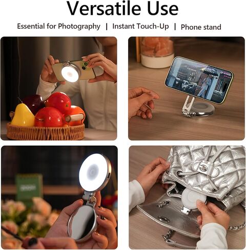 ضوء سيلفي مغناطيسي لهاتف iPhone، ضوء حلقة للهاتف قابل لإعادة الشحن، حلقة سيلفي LED بزاوية 360 درجة مع مرآة لصور السيلفي/التصوير الفوتوغرافي/المكياج/تيك توك/مكالمات تكبير/مؤتمرات الفيديو in Kuwait