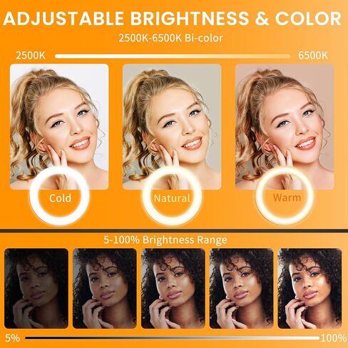 22" Foldable Ring Light with Stand 75" Tripod & Lockable Wheel/LED Display, for Live Tattoo Makeup Video Recording Barber Photography in Saudi Arabia