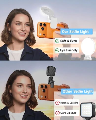 ضوء حلقة سيلفي لهاتف iPhone والكمبيوتر المحمول والكاميرا، 3 أوضاع ألوان بمشبك LED للهاتف، مصباح فيديو محمول قابل لإعادة الشحن يدور 360 درجة لـ TikTok، Vlog، Zoom Meeting، المكياج، المؤثرين، المبدعين in Kuwait