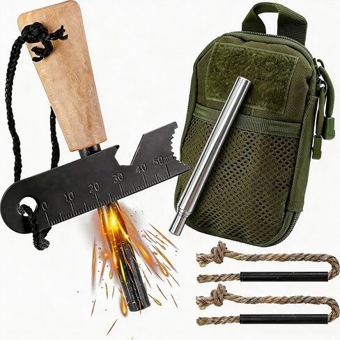 معدات النجاة من Fire Starter، تتضمن مجموعة Fire Starter قضيب مغنيسيوم، وأنبوب نفخ، ومهاجم فولاذي، وقطعتين من حبل القنب الفتيل وحقيبة خارجية متعددة الوظائف، ومشعلات إطفاء لأساسيات المشي لمسافات طويلة والتخييم in Saudi Arabia