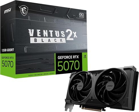 msi Gaming RTX 5070 12G Ventus 2X OC Black Graphics Card (12GB GDDR7, 192-bit, Extreme Performance: 2542 MHz, DisplayPort x3 2.1a, HDMI 2.1b, NVIDIA Blackwell Architecture) in Saudi Arabia