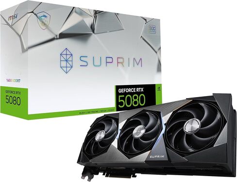 msi Gaming RTX 5080 16G SUPRIM SOC Graphics Card (16GB GDDR7, 256-bit, Extreme Performance: 2760 MHz, DisplayPort x 3 2.1a, HDMI 2.1b, NVIDIA Blackwell Architecture) in Saudi Arabia
