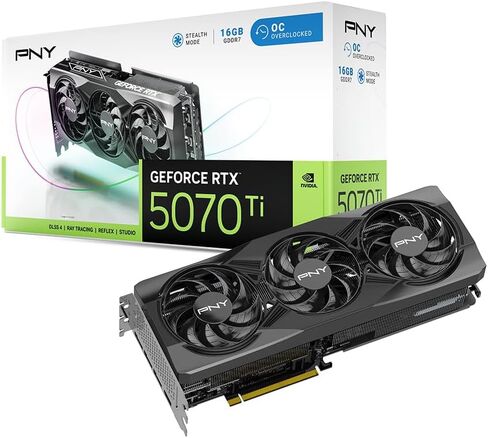 PNY NVIDIA GeForce RTX™ 5070 Ti OC Triple Fan, Graphics Card (16GB GDDR7, 256-bit, Boost Speed: 2572 MHz, PCIe® 5.0, HDMI®/DP 2.1, 2.98-Slot, Blackwell Architecture, DLSS 4) (Renewed) in Saudi Arabia