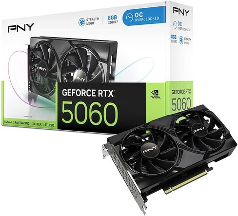 PNY NVIDIA GeForce RTX™ 5060 OC Dual Fan, Graphics Card (8GB GDDR7, 128-bit, SFF-Ready, PCIe® 5.0, HDMI®/DP 2.1, 2-Slot, NVIDIA Blackwell Architecture, DLSS 4) (Renewed) in Saudi Arabia