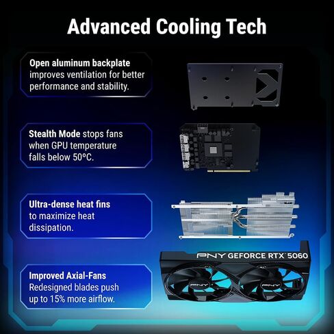 PNY NVIDIA GeForce RTX™ 5060 OC Dual Fan, Graphics Card (8GB GDDR7, 128-bit, SFF-Ready, PCIe® 5.0, HDMI®/DP 2.1, 2-Slot, NVIDIA Blackwell Architecture, DLSS 4) (Renewed) in Saudi Arabia