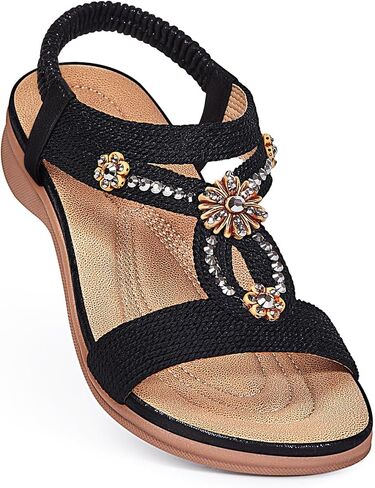 Dressy Flat Women Sandals - Comfortable Walking Arch Support Summer Casual Boho Sandal for Womens Shoes in Saudi Arabia