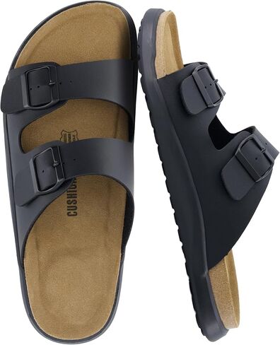 CUSHIONAIRE Mars Slide Sandals for Men,Comfortable Adjustable Double Buckle Mens Sandals with Arch Support Footbed and EVA Outsole in Saudi Arabia