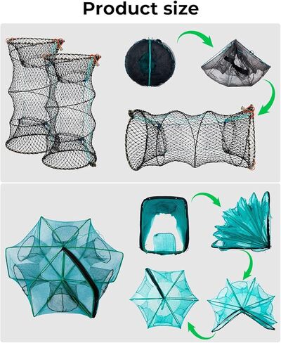 3 Pack Collapsible Hexagon Crab Trap, Cylindrical Crawfish & Bait Trap 12"x21" with 1" Entry Holes, Lobster Shrimp Minnow Net, Portable Foldable Galvanized Steel Traps in Saudi Arabia