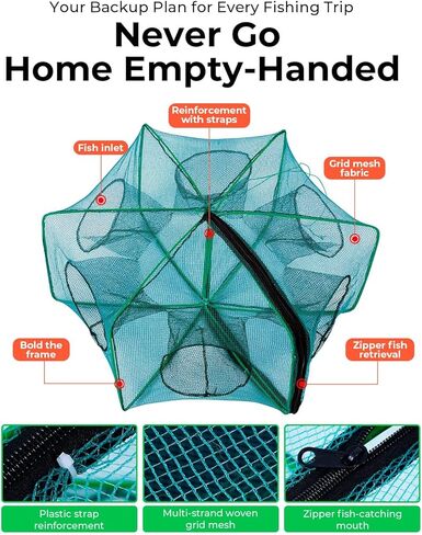 3 Pack Collapsible Hexagon Crab Trap, Cylindrical Crawfish & Bait Trap 12"x21" with 1" Entry Holes, Lobster Shrimp Minnow Net, Portable Foldable Galvanized Steel Traps in Saudi Arabia
