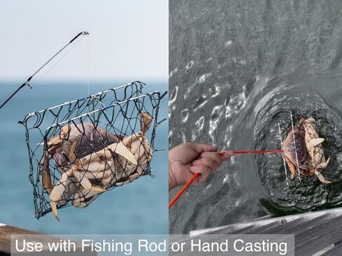 AirFly Foldable Castable Crab Trap - Crab Hawk & Crab Jaw Star Trap with Bait Clip - Portable Fishing Rod Crab Pot for Blue Crabs & Dungeness - Designed in USA in Saudi Arabia