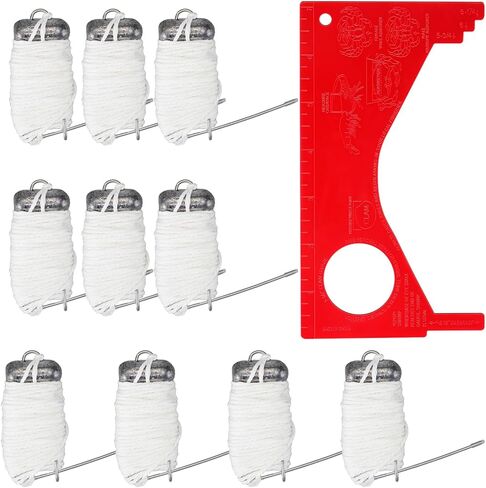 SATINIOR 10 Pack Crab Throw Line Length 30ft/9.14m with 4oz Lead Weight with 1 Dungeness Gauge Measure Ruler Crab Throw Line Kit for Catching in Saudi Arabia