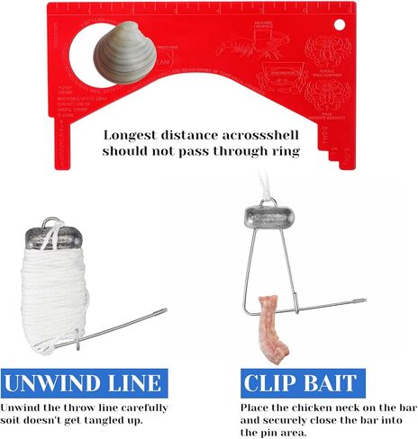 SATINIOR 10 Pack Crab Throw Line Length 30ft/9.14m with 4oz Lead Weight with 1 Dungeness Gauge Measure Ruler Crab Throw Line Kit for Catching in Saudi Arabia