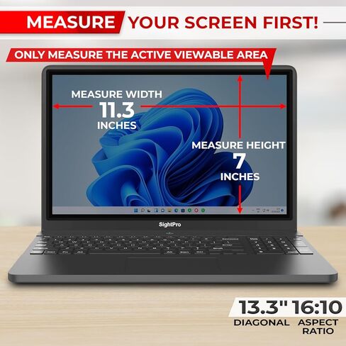 SightPro 13.3 بوصة 16:10 مرشح شاشة خصوصية للكمبيوتر المحمول - درع وحماية خصوصية شاشة الكمبيوتر - وضوح عالي in Kuwait