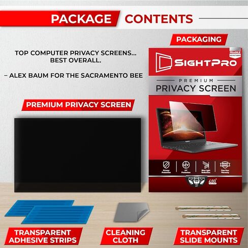 SightPro 13.3 بوصة 16:10 مرشح شاشة خصوصية للكمبيوتر المحمول - درع وحماية خصوصية شاشة الكمبيوتر - وضوح عالي in Kuwait