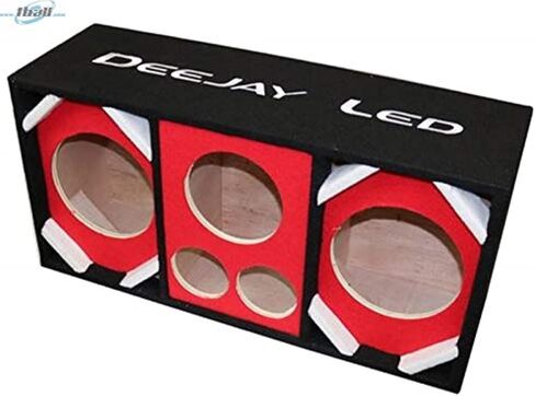 DEEJAY LED Two 8-in Woofers Plus Two Tweeters and One Horn RED Empty Chuchera Speaker Enclosure - D8T2H1RED in Saudi Arabia