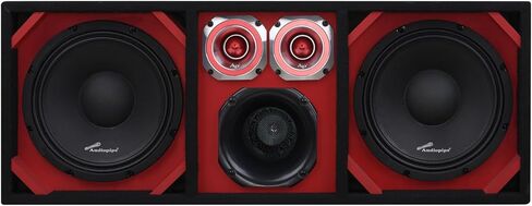 حاوية صوت السيارة ذات فتحات تهوية عالية الأداء من Audiopipe (AP-CHU-1028RED)، مكبرات صوت مزدوجة 10 بوصة، ذروة 1000 وات، نطاق متوسط ​​6 × 6، مكبرات صوت مزدوجة، نظام MDF 4 أوم مع كابل فصل سريع in Kuwait