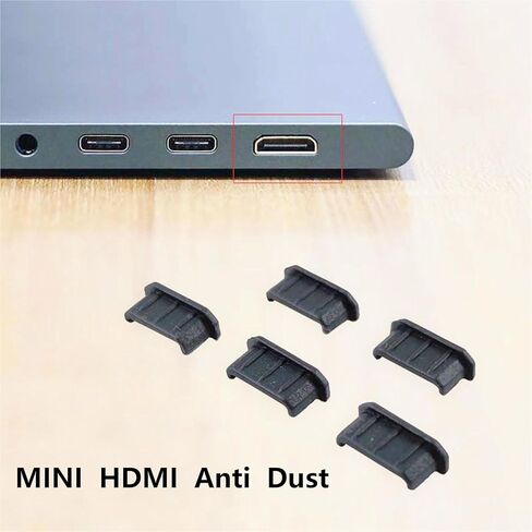 غطاء قابس منفذ HDMI صغير مضاد للغبار من السيليكون وغطاء واقي للرطوبة للتلفزيون والكمبيوتر ومقبس الطابعة الرقمية أسود 10 قطع in Saudi Arabia