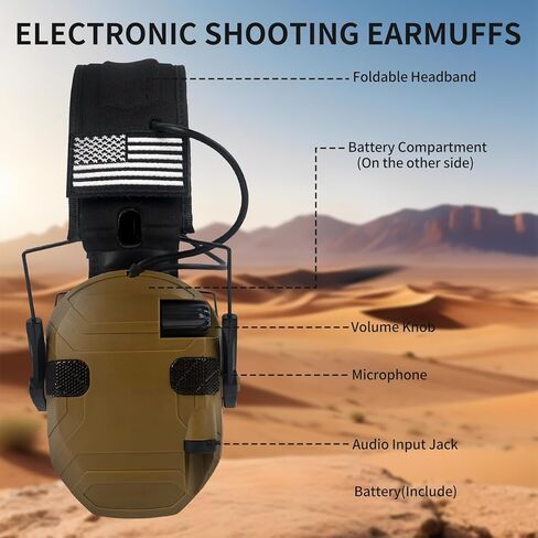 Electronic Shooting Ear Protection Earmuffs, 5X Sound Amplification Headphones with NRR 23dB Active Noise Reduction for Hunting & Gun Range in Saudi Arabia