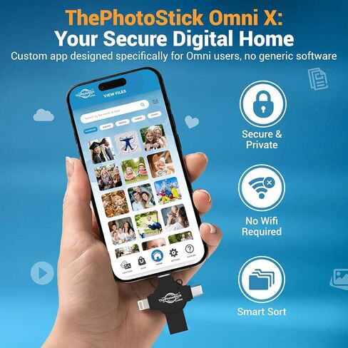 ThePhotoStick® Omni X 128GB Secure Photo & Video Backup and Transfer, Gift for Mom, Digital File Organization, USB Multiport Connection for Phones, Tablets and Computers, External Storage in Saudi Arabia