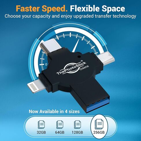 ThePhotoStick® Omni X 128GB Secure Photo & Video Backup and Transfer, Gift for Mom, Digital File Organization, USB Multiport Connection for Phones, Tablets and Computers, External Storage in Saudi Arabia