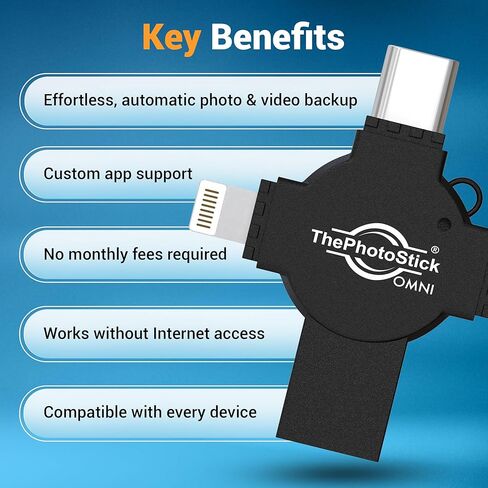 ThePhotoStick® Omni X 128GB Secure Photo & Video Backup and Transfer, Gift for Mom, Digital File Organization, USB Multiport Connection for Phones, Tablets and Computers, External Storage in Saudi Arabia