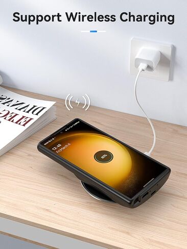 حافظة بطارية NEWDERY بقدرة 10000 مللي أمبير في الساعة لهاتف Galaxy S23 Ultra، حافظة شحن لاسلكية Qi، دعم مزامنة البيانات، حزمة بطارية واقية محمولة قابلة لإعادة الشحن لهاتف Samsung S23 Ultra 5G 6.8 بوصة أسود in Kuwait
