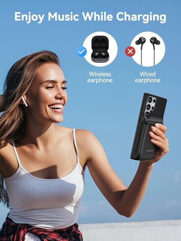 حافظة بطارية NEWDERY بقدرة 10000 مللي أمبير في الساعة لهاتف Galaxy S23 Ultra، حافظة شحن لاسلكية Qi، دعم مزامنة البيانات، حزمة بطارية واقية محمولة قابلة لإعادة الشحن لهاتف Samsung S23 Ultra 5G 6.8 بوصة أسود in Kuwait