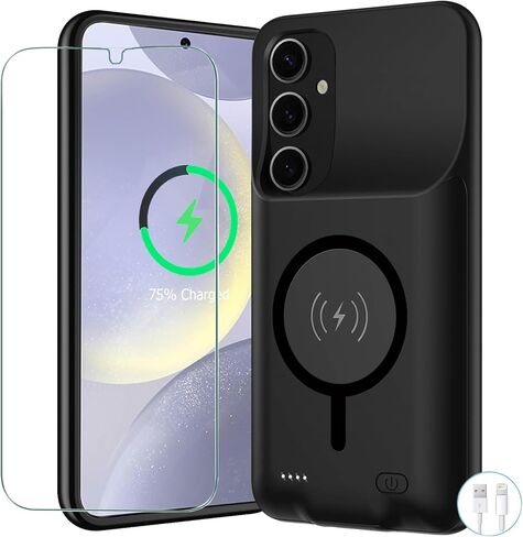 حافظة بطارية لهاتف Galaxy S26 Ultra، حافظة بطارية مطورة بقدرة 12000 مللي أمبير في الساعة قابلة لإعادة الشحن مع شحن لاسلكي متوافق مع هاتف Galaxy S26 Ultra (6.9 بوصة) وغطاء شحن خارجي (أسود) in Kuwait