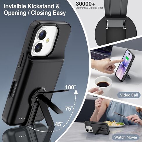 BOPPS 2025 حافظة بطارية جديدة لهاتف iPhone 17 مع حامل، غطاء شاحن ممتد نحيف للغاية 8500 مللي أمبير قابل لإعادة الشحن وقوي لهاتف iPhone 17 حافظة شحن - 6.3 بوصة أسود in Saudi Arabia