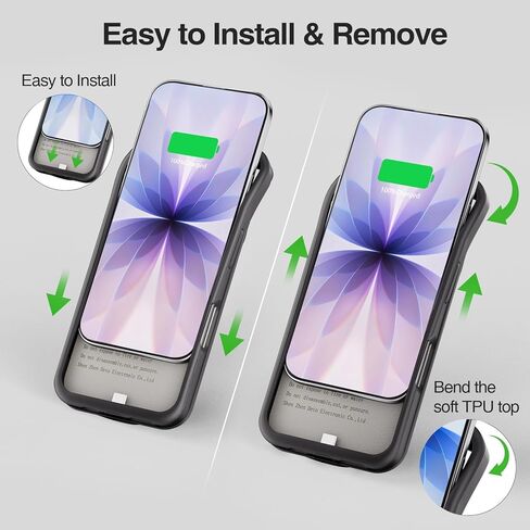 BOPPS 2025 حافظة بطارية جديدة لهاتف iPhone 17 مع حامل، غطاء شاحن ممتد نحيف للغاية 8500 مللي أمبير قابل لإعادة الشحن وقوي لهاتف iPhone 17 حافظة شحن - 6.3 بوصة أسود in Saudi Arabia