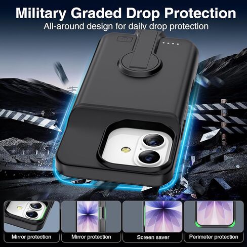 BOPPS 2025 حافظة بطارية جديدة لهاتف iPhone 17 مع حامل، غطاء شاحن ممتد نحيف للغاية 8500 مللي أمبير قابل لإعادة الشحن وقوي لهاتف iPhone 17 حافظة شحن - 6.3 بوصة أسود in Saudi Arabia