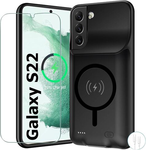 Battery Case for Galaxy S24 Ultra, Upgraded 12000mAh Battery Pack Rechargeable Charger Case with Wireless Charging Compatible for Galaxy S24 Ultra(6.8 inch) External Charging Cover (Black) in Saudi Arabia