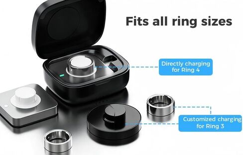 حافظة شحن محمولة عالمية لـ Oura Ring Gen 4 & Gen 3، شاحن سفر، تناسب جميع أحجام Oura Ring 4 و3، عمر بطارية 30 يومًا (الشاحن الرسمي غير متضمن) in Saudi Arabia