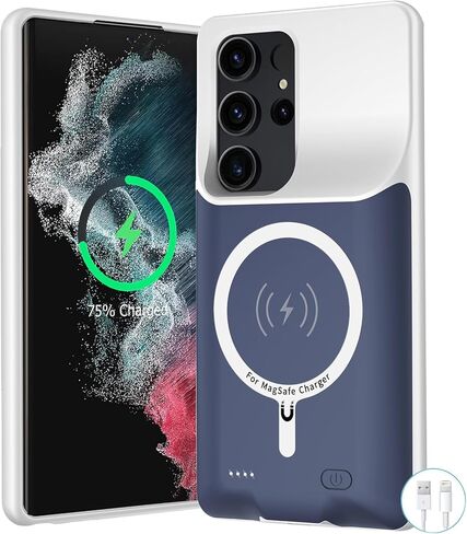 Battery Case for Galaxy S24 Ultra, Upgraded 12000mAh Battery Pack Rechargeable Charger Case with Wireless Charging Compatible for Galaxy S24 Ultra(6.8 inch) External Charging Cover (Black) in Saudi Arabia