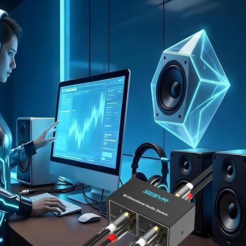 محول SGEYR RCA 2 في 1 خارج RCA محدد 3.5 مم Aux + RCA L/R محول صوت ستيريو ثنائي الاتجاه A/B محول صوت تناظري جراب معدني أسود in Kuwait