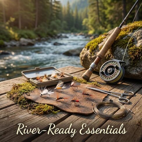 Outus 90 Pcs Fly Fishing Flies Kit Assortment for Trout Bass Salmon - Hand Tied Dry Wet Nymph Streamer Flies Set with 6 Classic Patterns & Sizes #10#12#14, Fly Box Refill Fishing Lures Sets Tackle in Saudi Arabia