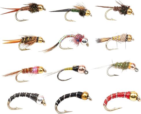 مجموعة Nymph Fly - 27 ذبابة تراوت ممتازة مربوطة يدويًا تحت السطح - ذيل الدراج، زيبرا ميدج، كوبر جون، بيرديجون، فرينشي والمزيد - مقاسات 10-20 - مبتدئ إلى متوسط in Kuwait