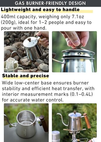 CAMPINGMOON Camping Kettle Coffee Pot – Mini Kettle, Drip Pot, 530cc Capacity, Stainless Steel 304, One-Piece Construction, Direct Fire Compatible SW-3 in Saudi Arabia